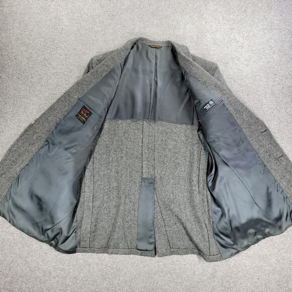Vintage John Weitz Tweed Sport‎ Coat Mens XL Black White Herringbone Wool Lined - Picture 8 of 16